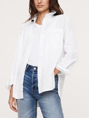 NWT Banana Republic Classic White Cotton Poplin The Oversized Top Shirt XS